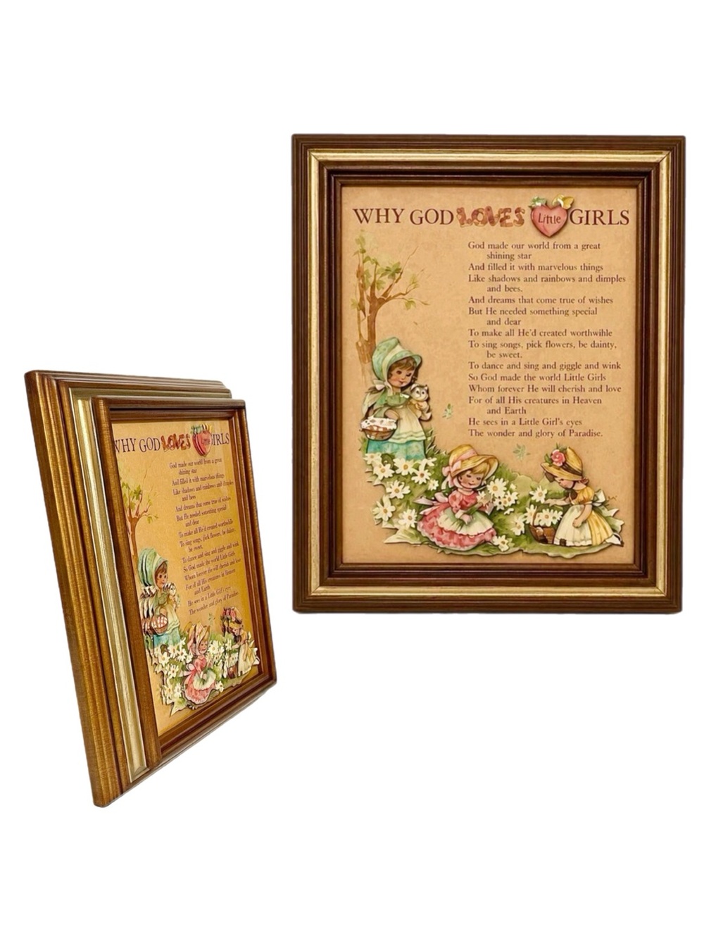 Vintage “Why God Loves Little Girls” 3D Framed Art